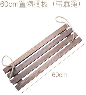 590 Balkon Bloem Staan Opknoping Massief Houten Muur Opknoping Bloem Plank Outdoor Bloempot Hanger Corrosiewerende Houten Muur Opknoping Hemp Rope 60 20cm