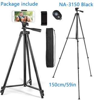 59in Statief Stand Voor Telefoon Video Camera Lichtgewicht Selfie Statief Met Blueetoth Remote Telefoon Houder Fotografie Stand Para NA-3150 zwart 150cm