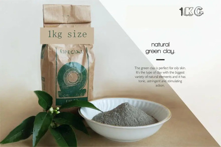 5A+ Pure Organic French Green Clay Fine Powder 2.2 LBS - 1 Kg Free Ship