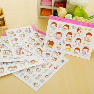5bag Cartoon cute girl paper sticker DIY scrapbooking diary album sticker post stationery school supplies