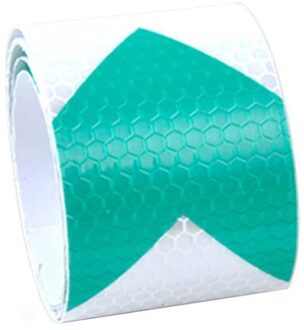 5Cm X 3M Veiligheid Mark Reflecterende Tape Stickers Voor Fietsen Frames Motorfiets Zelfklevende Film Waarschuwing Tape Reflecterende film groen en wit