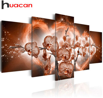 5D Diy Diamant Borduurwerk Bloem Diamanten Schilderen Kruissteek Volledige Vierkante Steentjes Mozaïek Multi-Picture 5 Pcs Decor Orchidee