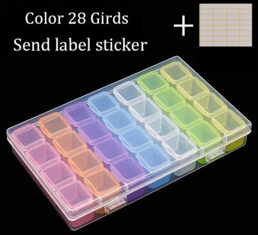 5D Diy Diamant Schilderen Gereedschap Diamanten Sieraden Doos Strass Borduurwerk Crystal Bead Opbergdoos Accessoires Container 28 Girds kleur