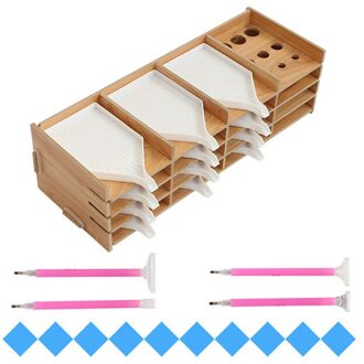 5d Diy Diamant Schilderen Tool Opbergvak, 9 Grid En 16 Raster Multi-layer Opslag, bedienen Te Diamant Schilderen Opbergdoos Donker Kaki