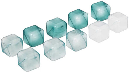 5five 10x IJsblokjes - gekleurd - kunststof - herbruikbaar - vierkant