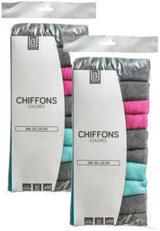 5five 20x microvezel schoonmaakdoekjes gekleurd 30 x 30 cm