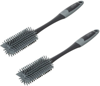 5five 2x Stuks afwasborstel/flessenborstel met schraper 35 cm van rubber