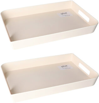 5five 2x stuks - Dienblad - met handvatten - creme wit - 45 x 30 cm - Serveerblad - kunststof