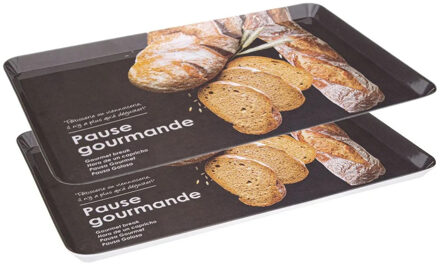 5five 2x stuks dienbladen/serveerbladen rechthoekig Brood 45 x 30 cm zwart