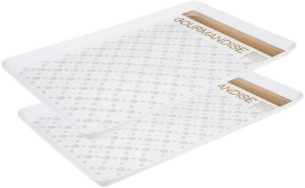 5five 2x stuks dienbladen/serveerbladen rechthoekig decoratief 45 x 30 cm wit