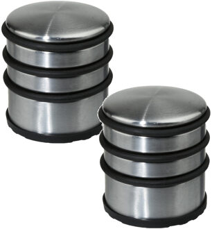 5five 2x Stuks ronde deurstopper 7 x 7,5 cm van metaal
