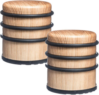 5five 2x Stuks ronde deurstopper houtlook 7 x 8 cm van metaal - Deurstoppers Bruin