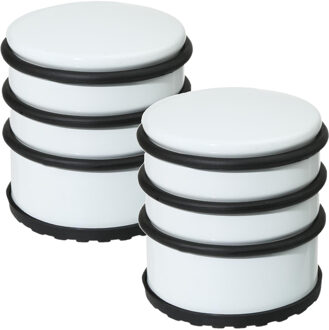 5five 2x Stuks ronde deurstopper wit 7 x 7,5 cm van metaal - Deurstoppers