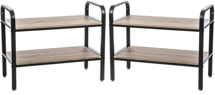5five 2x Stuks schoenenrek/schoenenkast 71,5 x 57,5 cm van metaal/hout