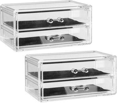 5five 2x Stuks sieraden/make-up organizer 2 lades rechthoek 19 x 9 cm van kunststof