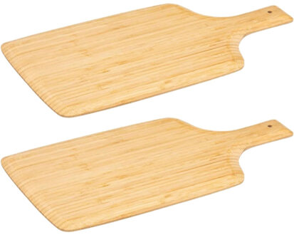 5five 2x Stuks snijplank met handvat 28 x 20 cm van bamboe hout