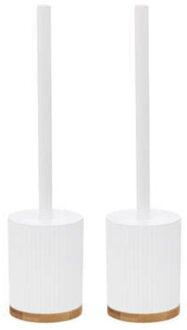 5five 2x stuks WC-/toiletborstel met houder rond wit polyresin/steen 40 cm