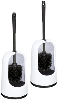 5five 2x stuks WC-/toiletborstel met houder wit kunststof 40 cm