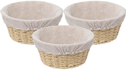 5five 3x - Broodmand Bistro plus - gevlochten papier/stof - creme wit - 21 x 10 cm