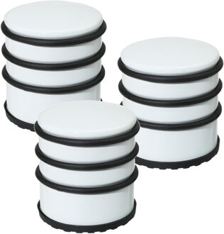5five 3x Stuks ronde deurstopper wit 7 x 7,5 cm van metaal