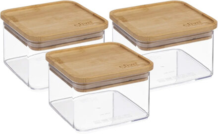 5five 3x stuks voedsel bewaren keuken voorraadpot - kunststof/bamboe - 500 ml