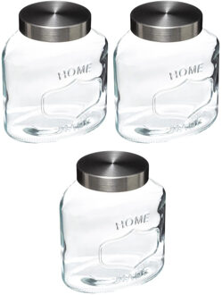 5five 3x stuks voorraadbussen/voorraadpotten 1L glas met RVS deksel