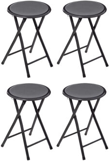5five 4x stuks bijzet krukje/stoel - Opvouwbaar - antraciet - 46 cm