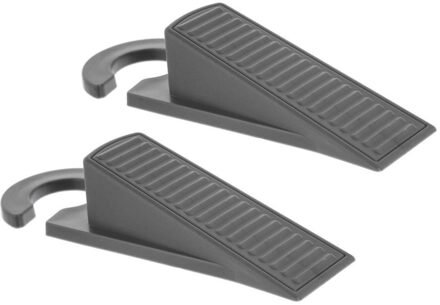 5five 4x stuks deurstoppers/deurwiggen - grijs - 12,5 x 4 cm - kunststof - Deurwig - Deurstopper