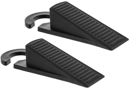 5five 4x stuks deurstoppers/deurwiggen - zwart - 12,5 x 4 cm - kunststof - Deurwig - Deurstopper