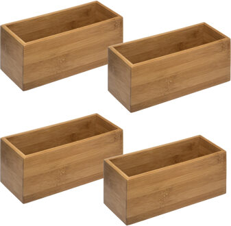 5five 4x stuks opberg/sorteer/kast/lade verdelers vakjes bamboe hout 23 x 9 x 9.5 cm