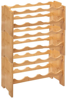 5five 4x Stuks stapelbare bamboe fles/wijnrekken voor 8 flessen 46 x 24,5 x 29,5 cm