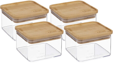 5five 4x stuks voedsel bewaren keuken voorraadpot - kunststof/bamboe - 500 ml