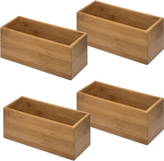 5five 6x stuks opberg/sorteer/kast/lade verdelers vakjes bamboe hout 23 x 9 x 9.5 cm