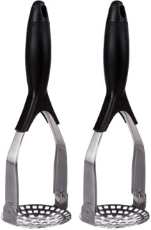 5five Aardappelstamper/pureestamper - 2x - rvs metaal - keuken gerei - 27 cm - verstelbaar