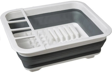 5five Afdruiprek - afwasrek - opvouwbaar - wit/grijs - rechthoek - 36,5 x 14 cm - kunststof