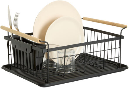 5five Afwas afdruiprek - staal - zwart - 44 x 32 x 20 - met lekbak