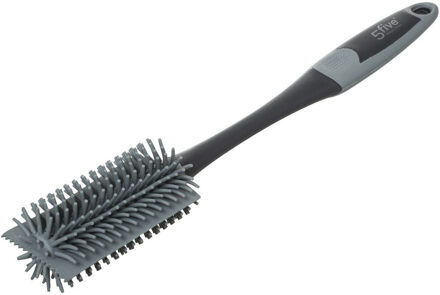 5five Afwasborstel/flessenborstel met schraper 35 cm van rubber