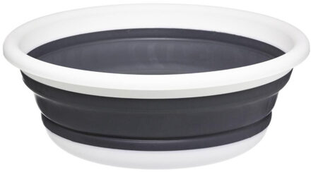 5five Afwasteil/afwasbak opvouwbaar wit/grijs rond 37,5 x 14 cm 6 liter van kunststof - Afwasbak
