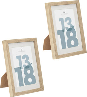 5five Atmosphera fotolijstje voor een foto van 13 x 18 cm - 2x - naturel - foto frame Manu - modern/strak ontwerp - Fotolijste Beige