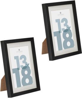 5five Atmosphera fotolijstje voor een foto van 13 x 18 cm - 2x - zwart - foto frame Manu - modern/strak ontwerp - Fotolijsten