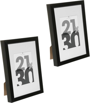 5five Atmosphera fotolijstje voor een foto van 21 x 30 cm - 2x - zwart - foto frame Eva - modern/strak ontwerp - Fotolijsten