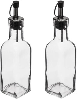 5five Azijn/Olie flessen voor op tafel - 2x stuks - glas - 160 ml - olijfolie en tafelazijn