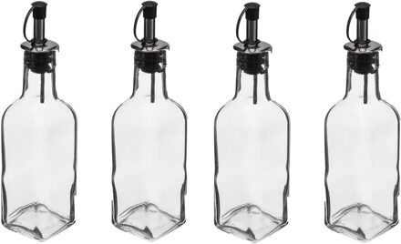 5five Azijn/Olie flessen voor op tafel - 4x stuks - glas - 160 ml - olijfolie en tafelazijn