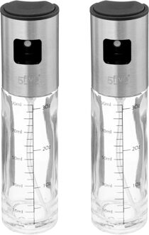 5five Azijn/Olie spray fles dispenser - 2x - glas - 100 ml - olijfolie flessen