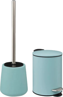 5five Badkamer accessoires set - ijsblauw - pedaalemmer/wc-borstel