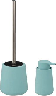 5five Badkamer accessoires set - ijsblauw - zeeppompje en wc-borstel