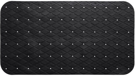 5five Badkamer/douche/bad - anti slip mat - rubber - voor op de vloer - zwart - 70 x 35 cm - Badmatjes