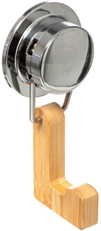 5five Badkamer handdoekhaakje/ophanghaakje - bamboe hout - met zuignap