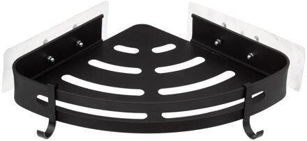 5five Badkamer organizer - zwart - metaal - zeep bakje met haakjes - 23 x 23 cm - hoek rekje