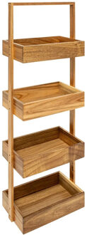 5five Badkamer rek/organizer - 4 manden - Acacia hout - 27 x 16 x 88 cm